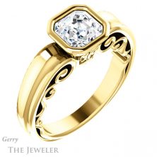 14k Yellow Gold Asscher Cut Forever One Engagement Ring Setting #GTJ1070-asscher-fo-y