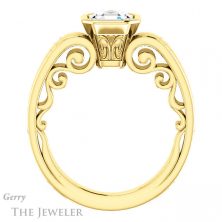 14k Yellow Gold Asscher Cut Forever One Engagement Ring Setting #GTJ1070-asscher-fo-y