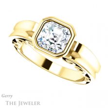 14k Yellow Gold Asscher Cut Forever One Engagement Ring Setting #GTJ1070-asscher-fo-y