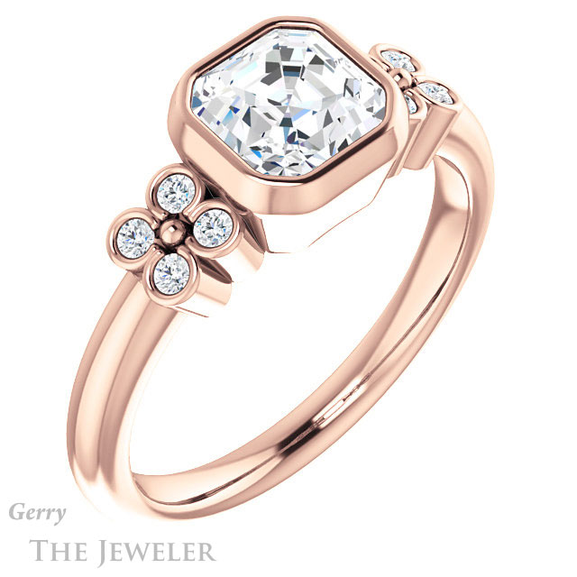14k Rose Gold Asscher Cut Forever One Engagement Ring Setting #GTJ1071-asscher-fo-r