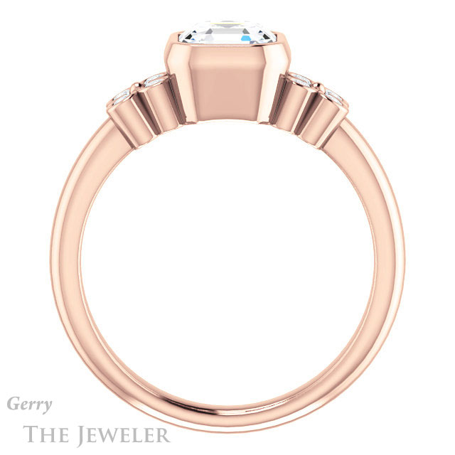 14k Rose Gold Asscher Cut Forever One Engagement Ring Setting #GTJ1071-asscher-fo-r
