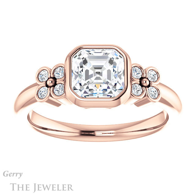 14k Rose Gold Asscher Cut Forever One Engagement Ring Setting #GTJ1071-asscher-fo-r