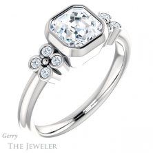 14k White Gold Asscher Cut Forever One Engagement Ring Setting #GTJ1071-asscher-fo-w 4 14k White Gold Asscher Cut Forever One Engagement Ring Setting #GTJ1071-asscher-fo-w