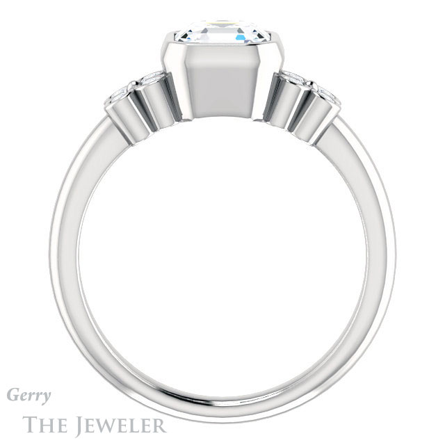 14k White Gold Asscher Cut Forever One Engagement Ring Setting #GTJ1071-asscher-fo-w 2 14k White Gold Asscher Cut Forever One Engagement Ring Setting #GTJ1071-asscher-fo-w