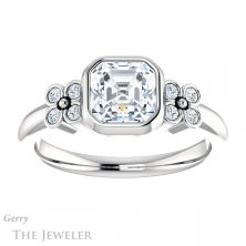 14k White Gold Asscher Cut Forever One Engagement Ring Setting #GTJ1071-asscher-fo-w 1 14k White Gold Asscher Cut Forever One Engagement Ring Setting #GTJ1071-asscher-fo-w