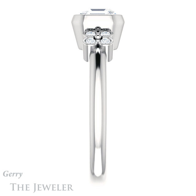 14k White Gold Asscher Cut Forever One Engagement Ring Setting #GTJ1071-asscher-fo-w 3 14k White Gold Asscher Cut Forever One Engagement Ring Setting #GTJ1071-asscher-fo-w