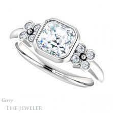 14k White Gold Asscher Cut Forever One Engagement Ring Setting #GTJ1071-asscher-fo-w 5 14k White Gold Asscher Cut Forever One Engagement Ring Setting #GTJ1071-asscher-fo-w