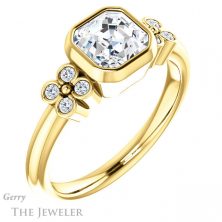 14k Yellow Gold Asscher Cut Forever One Engagement Ring Setting #GTJ1071-asscher-fo-y 4 14k Yellow Gold Asscher Cut Forever One Engagement Ring Setting #GTJ1071-asscher-fo-y