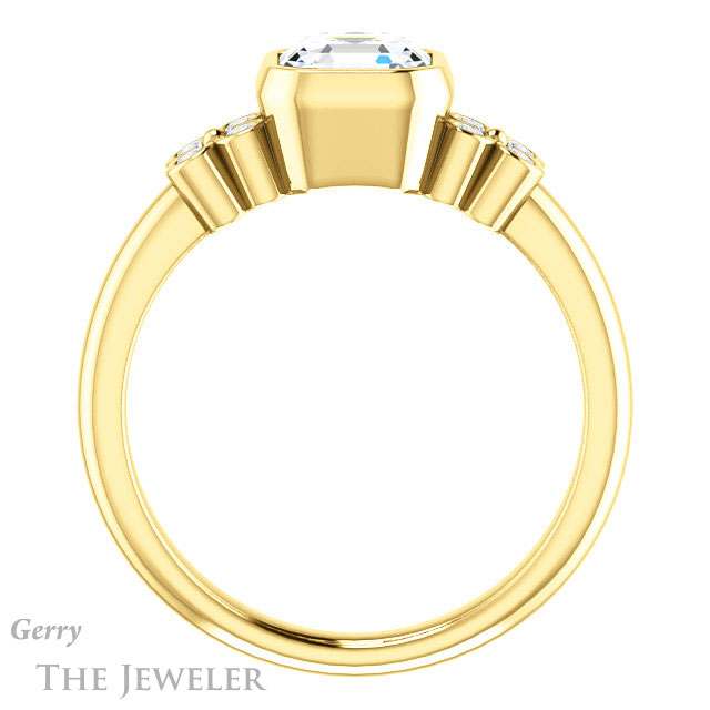 14k Yellow Gold Asscher Cut Forever One Engagement Ring Setting #GTJ1071-asscher-fo-y 2 14k Yellow Gold Asscher Cut Forever One Engagement Ring Setting #GTJ1071-asscher-fo-y