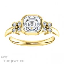 14k Yellow Gold Asscher Cut Forever One Engagement Ring Setting #GTJ1071-asscher-fo-y 1 14k Yellow Gold Asscher Cut Forever One Engagement Ring Setting #GTJ1071-asscher-fo-y