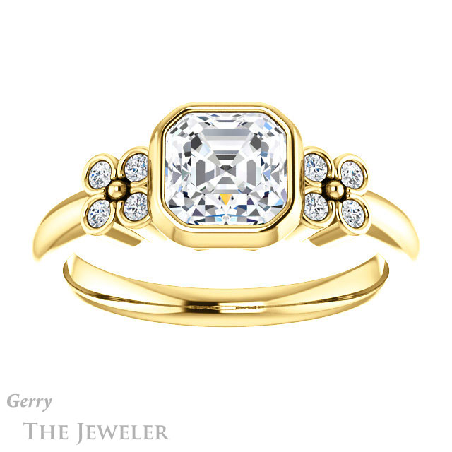 14k Yellow Gold Asscher Cut Forever One Engagement Ring Setting #GTJ1071-asscher-fo-y 1 14k Yellow Gold Asscher Cut Forever One Engagement Ring Setting #GTJ1071-asscher-fo-y