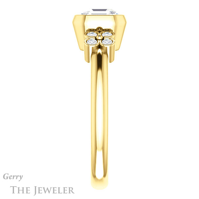 14k Yellow Gold Asscher Cut Forever One Engagement Ring Setting #GTJ1071-asscher-fo-y 3 14k Yellow Gold Asscher Cut Forever One Engagement Ring Setting #GTJ1071-asscher-fo-y