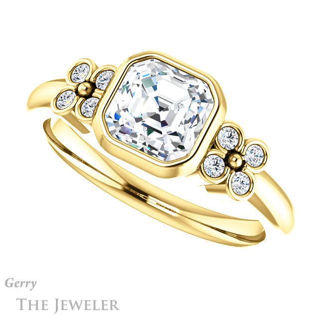 14k Yellow Gold Asscher Cut Forever One Engagement Ring Setting #GTJ1071-asscher-fo-y 5 14k Yellow Gold Asscher Cut Forever One Engagement Ring Setting #GTJ1071-asscher-fo-y