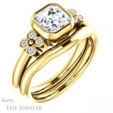 14k Yellow Gold Asscher Cut Forever One Engagement Ring Setting #GTJ1071-asscher-fo-y 6 14k Yellow Gold Asscher Cut Forever One Engagement Ring Setting #GTJ1071-asscher-fo-y