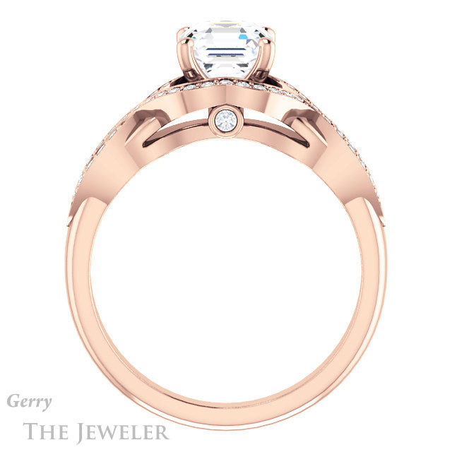14k Rose Gold Asscher Cut Forever One Engagement Ring Setting #GTJ1072-asscher-fo-r 2 14k Rose Gold Asscher Cut Forever One Engagement Ring Setting #GTJ1072-asscher-fo-r