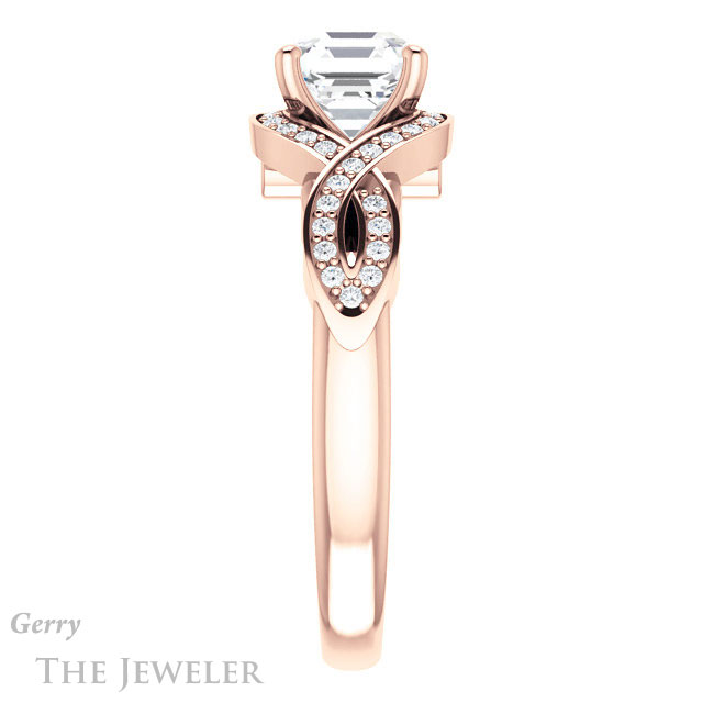 14k Rose Gold Asscher Cut Forever One Engagement Ring Setting #GTJ1072-asscher-fo-r 3 14k Rose Gold Asscher Cut Forever One Engagement Ring Setting #GTJ1072-asscher-fo-r