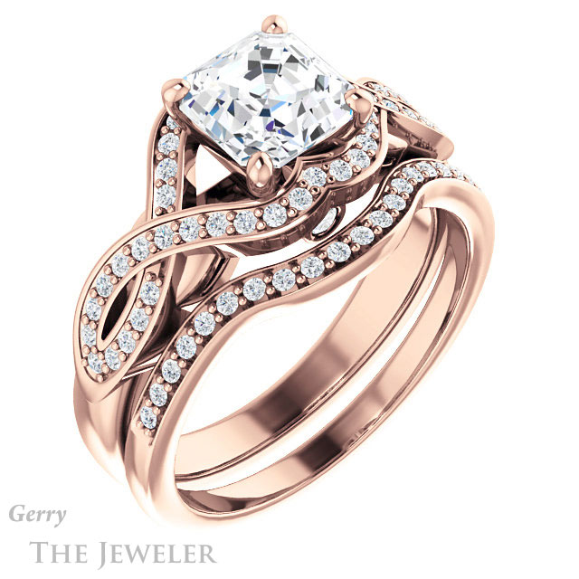 14k Rose Gold Asscher Cut Forever One Engagement Ring Setting #GTJ1072-asscher-fo-r 6 14k Rose Gold Asscher Cut Forever One Engagement Ring Setting #GTJ1072-asscher-fo-r