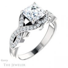 14k White Gold Asscher Cut Forever One Engagement Ring Setting #GTJ1072-asscher-fo-w