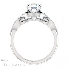 14k White Gold Asscher Cut Forever One Engagement Ring Setting #GTJ1072-asscher-fo-w