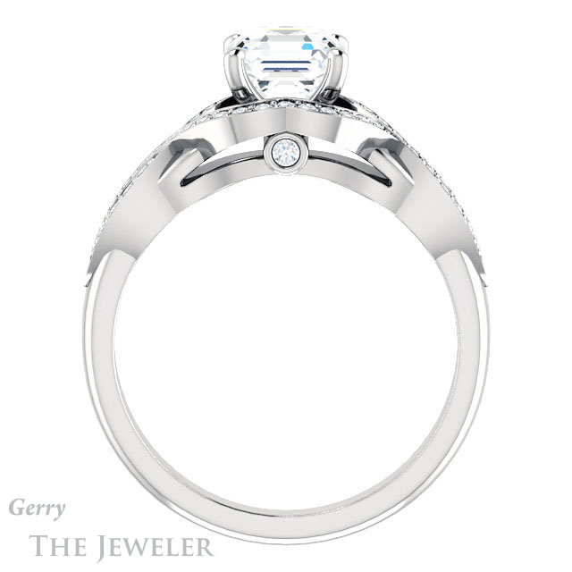 14k White Gold Asscher Cut Forever One Engagement Ring Setting #GTJ1072-asscher-fo-w