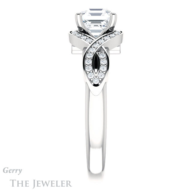 14k White Gold Asscher Cut Forever One Engagement Ring Setting #GTJ1072-asscher-fo-w