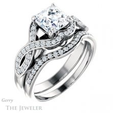 14k White Gold Asscher Cut Forever One Engagement Ring Setting #GTJ1072-asscher-fo-w