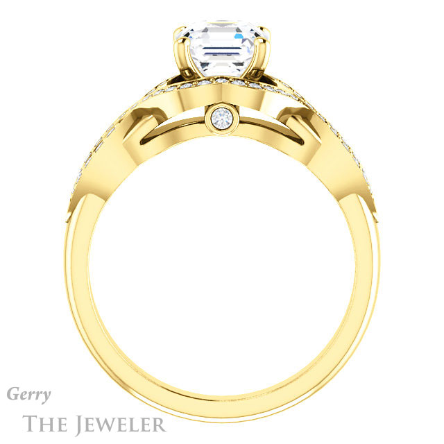 14k Yellow Gold Asscher Cut Forever One Engagement Ring Setting #GTJ1072-asscher-fo-y