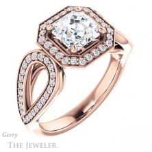 14k Rose Gold Asscher Cut Forever One Engagement Ring Setting #GTJ1073-asscher-fo-r