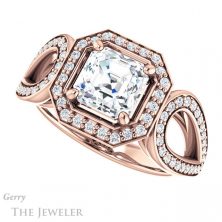 14k Rose Gold Asscher Cut Forever One Engagement Ring Setting #GTJ1073-asscher-fo-r