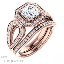 14k Rose Gold Asscher Cut Forever One Engagement Ring Setting #GTJ1073-asscher-fo-r