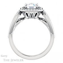 14k White Gold Asscher Cut Forever One Engagement Ring Setting #GTJ1073-asscher-fo-w