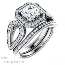 14k White Gold Asscher Cut Forever One Engagement Ring Setting #GTJ1073-asscher-fo-w