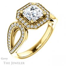 14k Yellow Gold Asscher Cut Forever One Engagement Ring Setting #GTJ1073-asscher-fo-y 4 14k Yellow Gold Asscher Cut Forever One Engagement Ring Setting #GTJ1073-asscher-fo-y