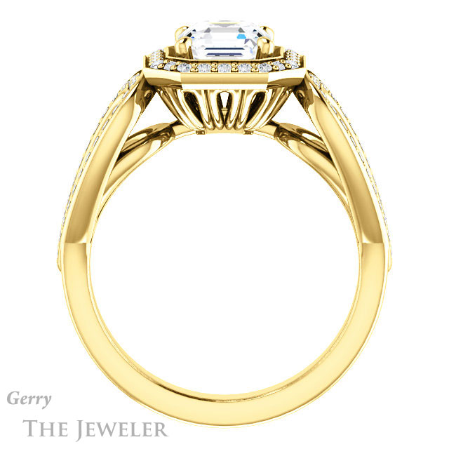 14k Yellow Gold Asscher Cut Forever One Engagement Ring Setting #GTJ1073-asscher-fo-y 2 14k Yellow Gold Asscher Cut Forever One Engagement Ring Setting #GTJ1073-asscher-fo-y