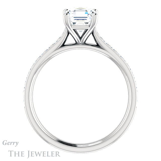 Asscher Cut Forever One Engagement Ring Setting #GTJ1074-asscher-fo-w | Gerry The Jeweler 14k White Gold Asscher Cut Forever One Engagement Ring Setting #GTJ1074-asscher-fo-w