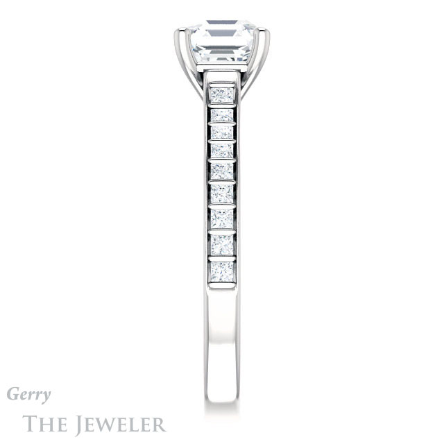 Asscher Cut Forever One Engagement Ring Setting #GTJ1074-asscher-fo-w | Gerry The Jeweler 14k White Gold Asscher Cut Forever One Engagement Ring Setting #GTJ1074-asscher-fo-w