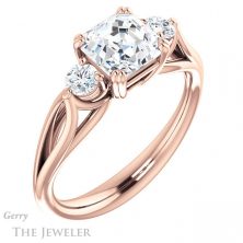 14k Rose Gold Asscher Cut Forever One Engagement Ring Setting #GTJ1075-asscher-fo-r