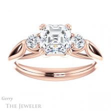 14k Rose Gold Asscher Cut Forever One Engagement Ring Setting #GTJ1075-asscher-fo-r