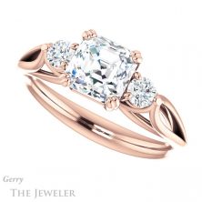 14k Rose Gold Asscher Cut Forever One Engagement Ring Setting #GTJ1075-asscher-fo-r