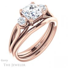14k Rose Gold Asscher Cut Forever One Engagement Ring Setting #GTJ1075-asscher-fo-r