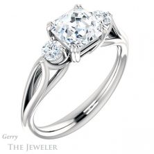 14k White Gold Asscher Cut Forever One Engagement Ring Setting #GTJ1075-asscher-fo-w 4 14k White Gold Asscher Cut Forever One Engagement Ring Setting #GTJ1075-asscher-fo-w