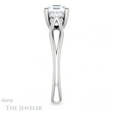 14k White Gold Asscher Cut Forever One Engagement Ring Setting #GTJ1075-asscher-fo-w 3 14k White Gold Asscher Cut Forever One Engagement Ring Setting #GTJ1075-asscher-fo-w