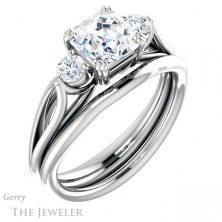 14k White Gold Asscher Cut Forever One Engagement Ring Setting #GTJ1075-asscher-fo-w 6 14k White Gold Asscher Cut Forever One Engagement Ring Setting #GTJ1075-asscher-fo-w