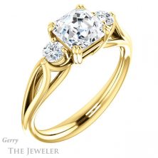 14k Yellow Gold Asscher Cut Forever One Engagement Ring Setting #GTJ1075-asscher-fo-y 4 14k Yellow Gold Asscher Cut Forever One Engagement Ring Setting #GTJ1075-asscher-fo-y