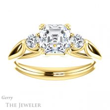 14k Yellow Gold Asscher Cut Forever One Engagement Ring Setting #GTJ1075-asscher-fo-y 1 14k Yellow Gold Asscher Cut Forever One Engagement Ring Setting #GTJ1075-asscher-fo-y