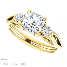 14k Yellow Gold Asscher Cut Forever One Engagement Ring Setting #GTJ1075-asscher-fo-y 5 14k Yellow Gold Asscher Cut Forever One Engagement Ring Setting #GTJ1075-asscher-fo-y