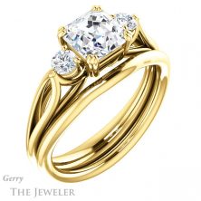 14k Yellow Gold Asscher Cut Forever One Engagement Ring Setting #GTJ1075-asscher-fo-y 6 14k Yellow Gold Asscher Cut Forever One Engagement Ring Setting #GTJ1075-asscher-fo-y