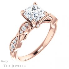 14k Rose Gold Asscher Cut Forever One Engagement Ring Setting #GTJ1076-asscher-fo-r 4 14k Rose Gold Asscher Cut Forever One Engagement Ring Setting #GTJ1076-asscher-fo-r