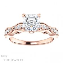 14k Rose Gold Asscher Cut Forever One Engagement Ring Setting #GTJ1076-asscher-fo-r 1 14k Rose Gold Asscher Cut Forever One Engagement Ring Setting #GTJ1076-asscher-fo-r
