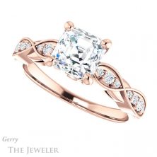 14k Rose Gold Asscher Cut Forever One Engagement Ring Setting #GTJ1076-asscher-fo-r 5 14k Rose Gold Asscher Cut Forever One Engagement Ring Setting #GTJ1076-asscher-fo-r